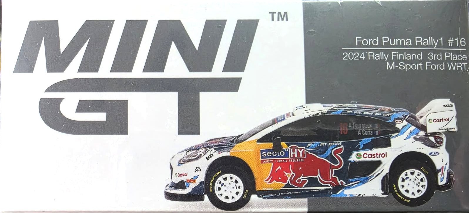 Mini GT 1:64th scale Diecast - Ford Puma Rally1 #16 M-Sport Ford WRT 2024 Rally Finland 3rd Place - MGT1074