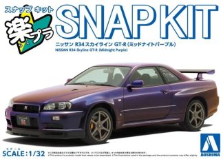 Aoshima Vehicles 1:32nd scale - Nissan R34 Skyline GT-R (Purple) - 20046