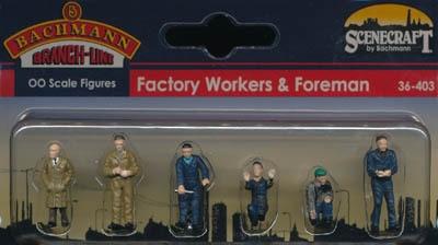 x6 - Bachmann 36-403 OO painted figures F1 Factory Workers & Foreman 