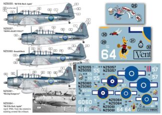 Ventura 1:48th scale Decals - RNZAF Douglas Dauntless - Pacific Theatre, five options - V48120