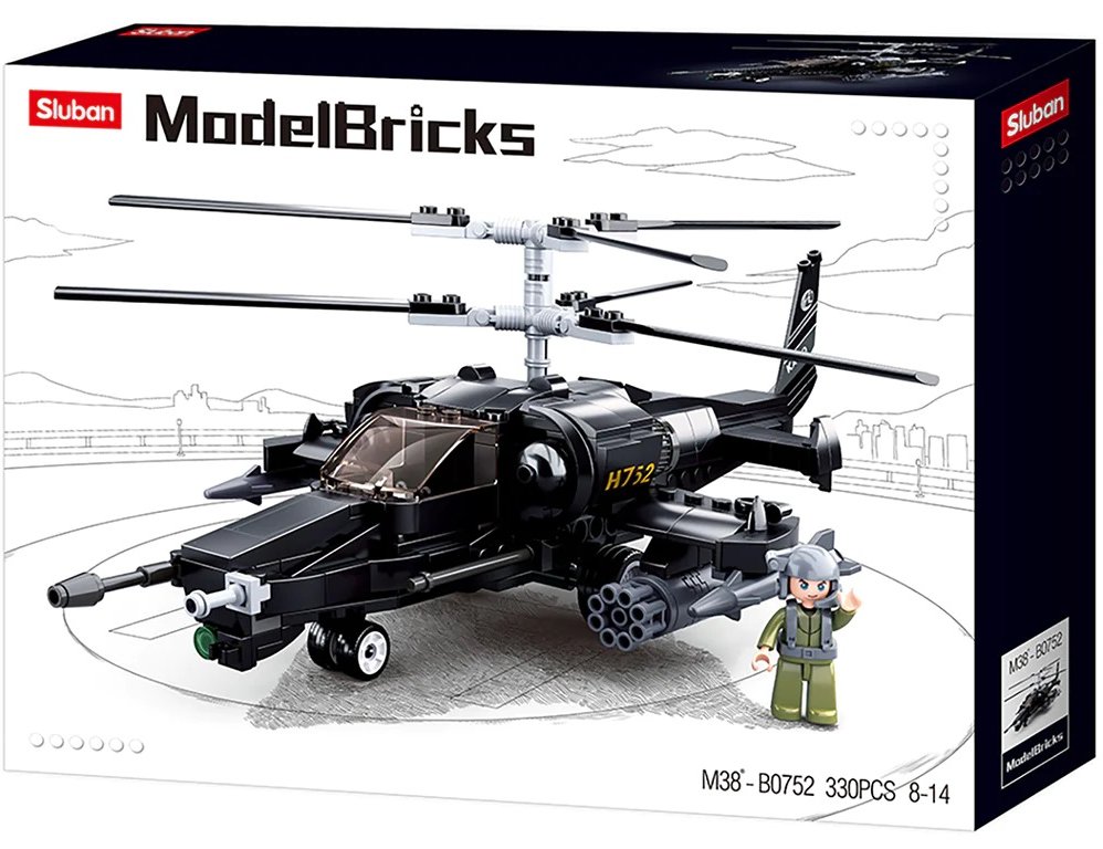 Sluban Building Blocks – KA-50 Black Shark Helicopter Building Brick ...