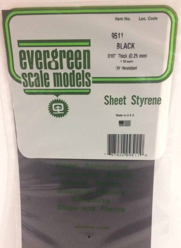 Evergreen Styrene Sheet – Black .025 – #9511 – Mr Models