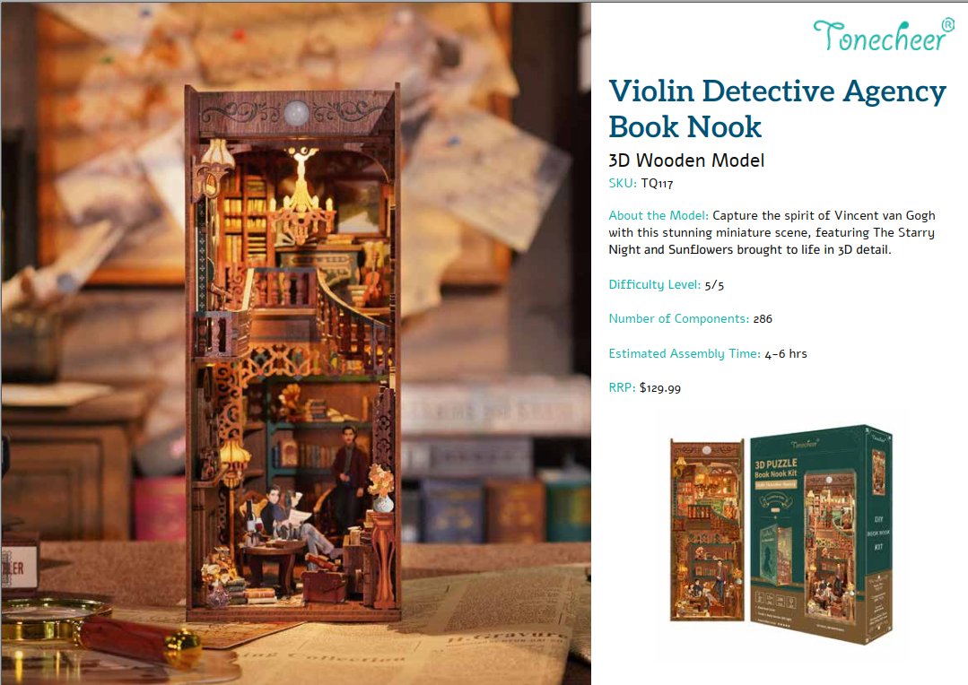 Tonecheer 3D Plywood Models - Violin Detective Agency - #TQ117