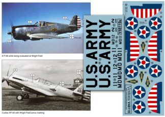 Ventura 1:48th scale Decals - USAAF Prototypes. P-36 & P-40. “Wright Field” arrows - V48119